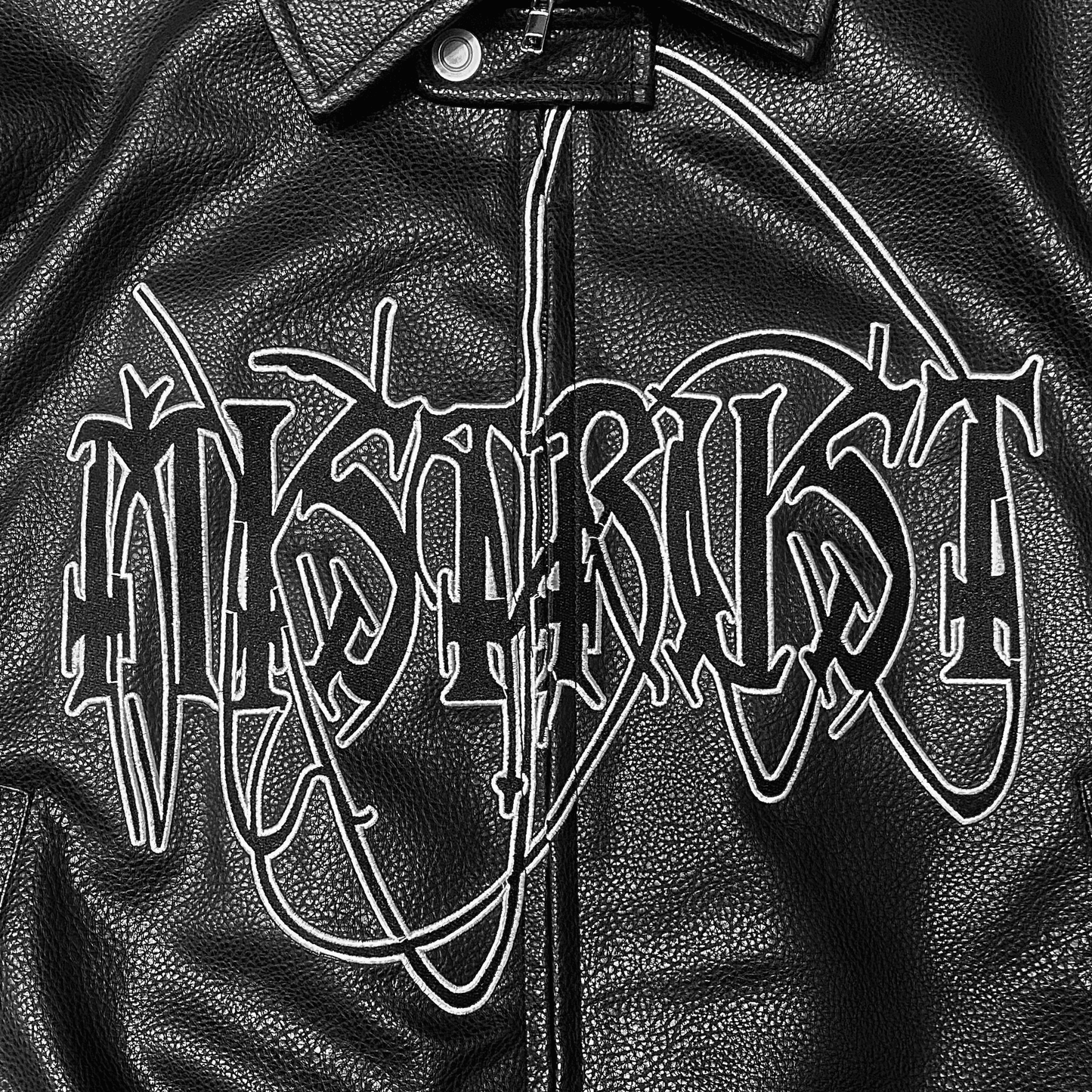 BLACK LOGO FAKE LEATHER JACKET